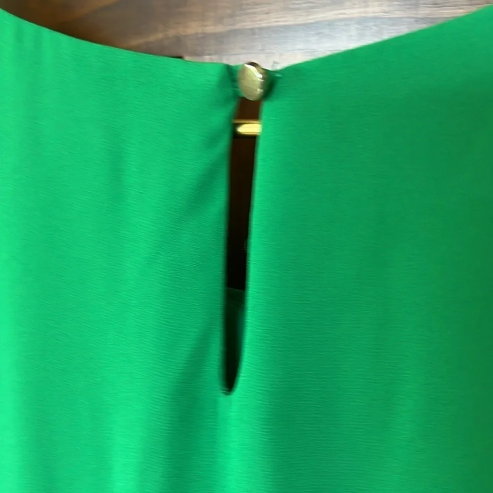 Ruffled Cold Shoulder Feminine Blouse with Short Ruffle Sleeves in Green| S - Picture 3 of 9